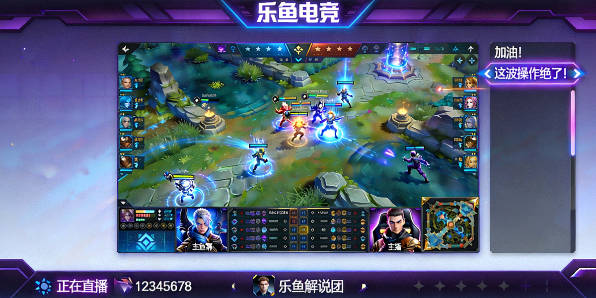 乐鱼电竞官方直播流画面，正在直播英雄联盟全球总决赛半决赛